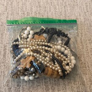 Assorted Women's Beaded Necklaces and Bracelets - White, Black, Pearl Tones